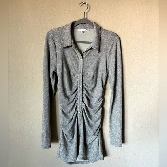Good American Mini Gray Dress  Sparkle Long Sleeve Shirt  Size 2 - Picture 10 of 13